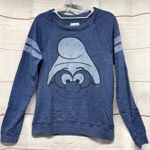 The Smurfs x Forever 21 Blue Graphic Crewneck Sweatshirt Medium Cartoon Core